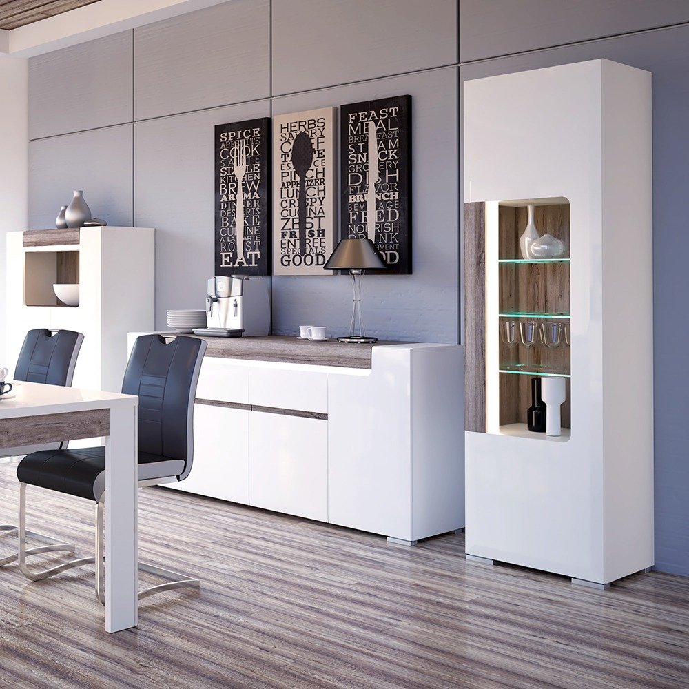 Toronto Tall Narrow Glazed Display Cabinet with Internal Shelves (inc. Plexi Lighting) - Image 7
