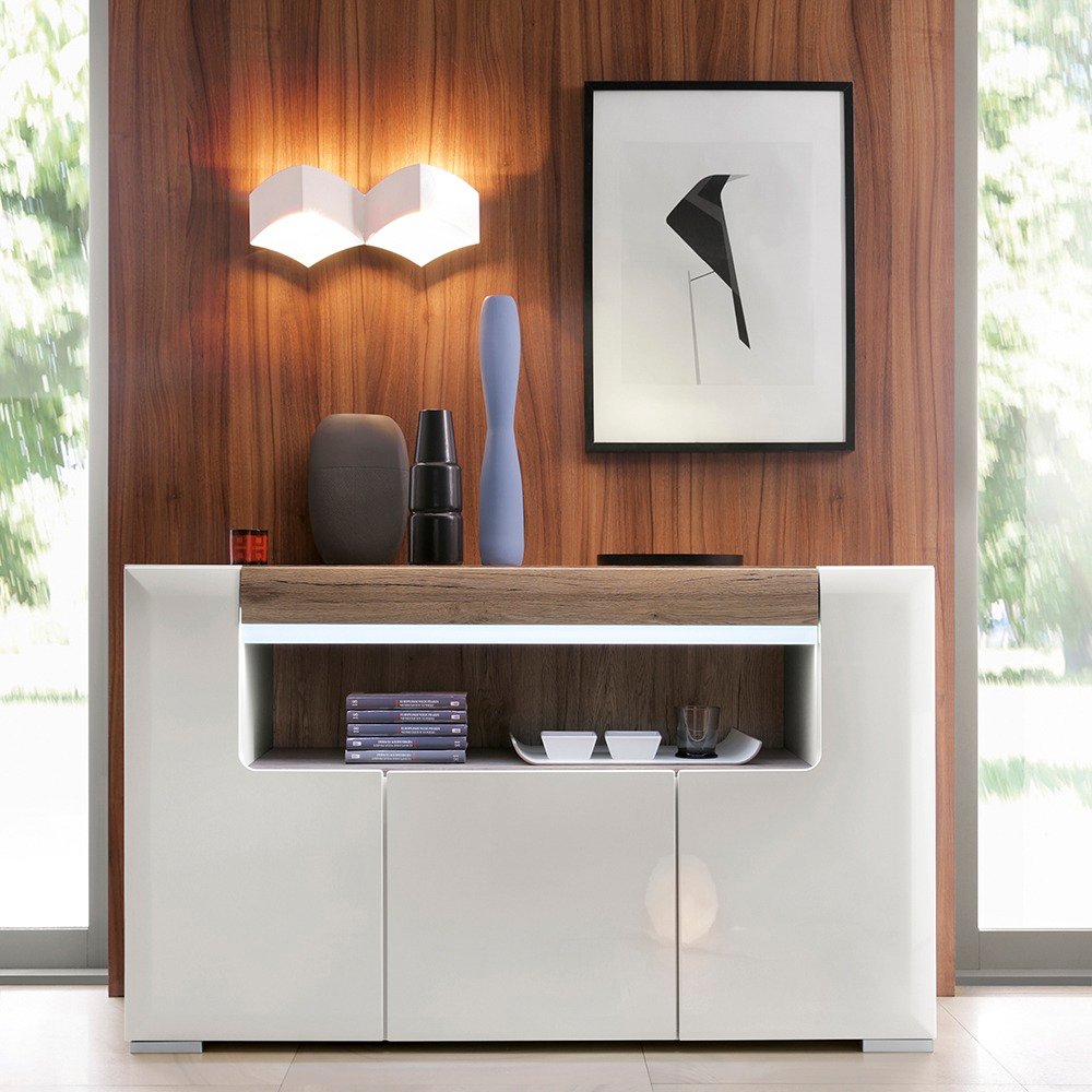 Toronto 3 Door Sideboard with open shelving (inc. Plexi Lighting) - Image 2