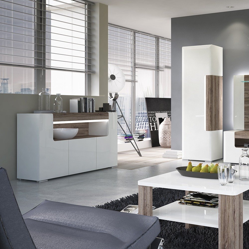 Toronto 3 Door Sideboard with open shelving (inc. Plexi Lighting) - Image 7