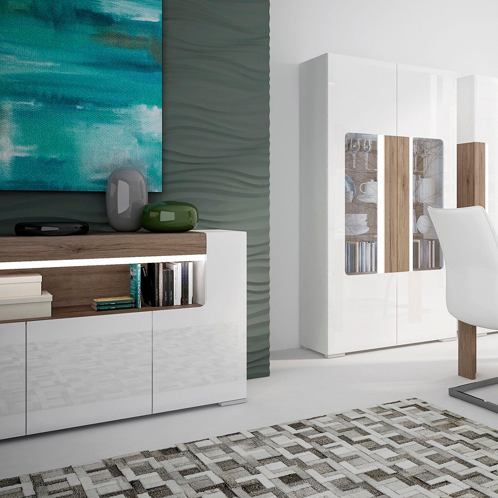 Toronto 3 Door Sideboard with open shelving (inc. Plexi Lighting) - Image 6