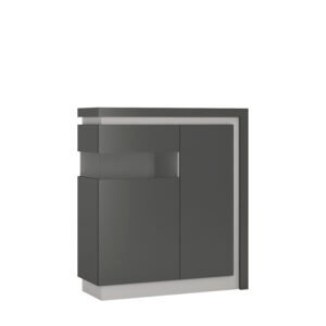 Lyon 2 Door Designer Cabinet (LH) in Platinum/Light Grey Gloss