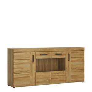 Cortina 4 Door Wide Glazed Sideboard in Grandson Oak