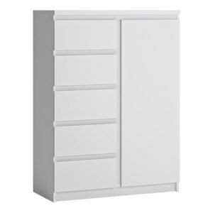Fribo 1 Door 5 Drawer Cabinet in White
