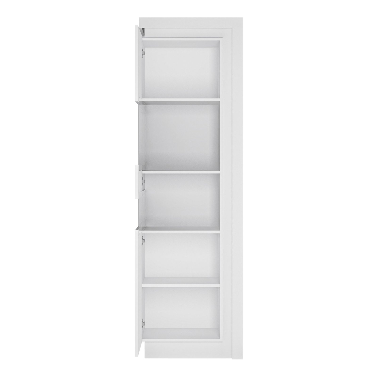 Lyon Tall Narrow Display Cabinet (LHD) (including LED lighting) in White and High Gloss - Image 3