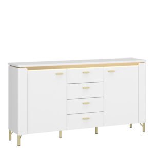 Lazio Sideboard 2 Door 4 Drawer in Alpine White/White Gloss