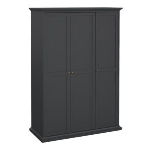 Paris Wardrobe with 3 Doors in Matt Grey