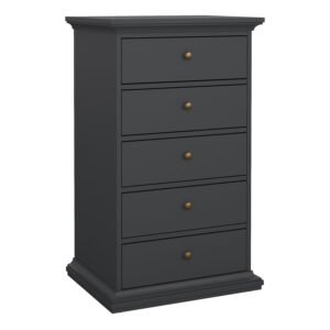 Paris Chest 5 Drawers in Matt Grey