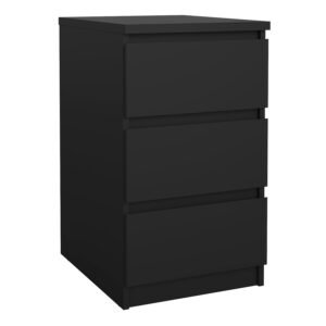 Naia Bedside 3 Drawers in Black Matt