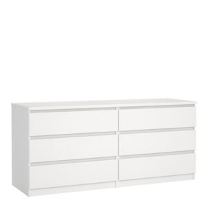 Naia Wide Chest of 6 Drawers (3+3) in White