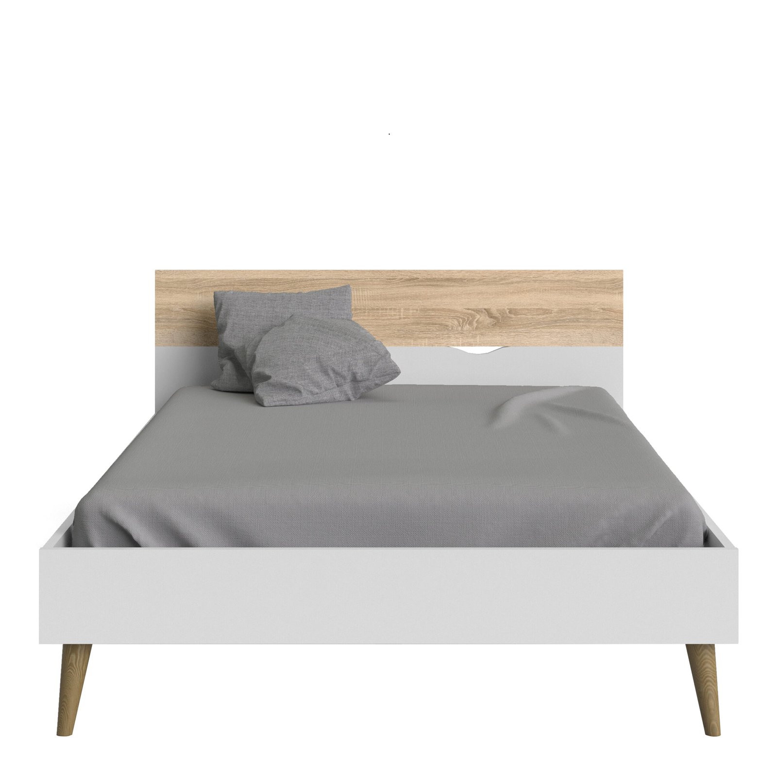 Oslo Euro Double Bed (140 x 200) in White and Oak - Image 3