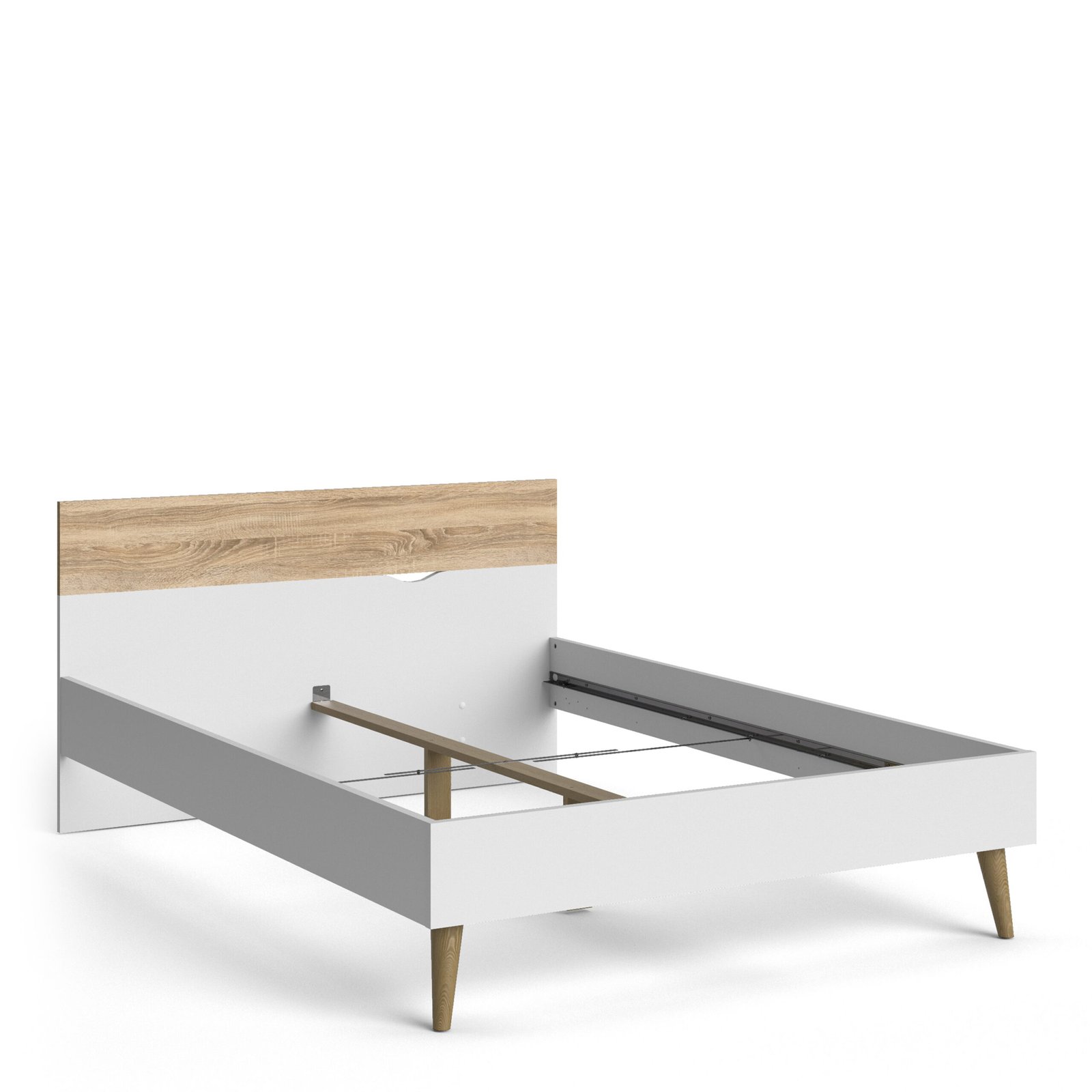 Oslo Euro Double Bed (140 x 200) in White and Oak - Image 4