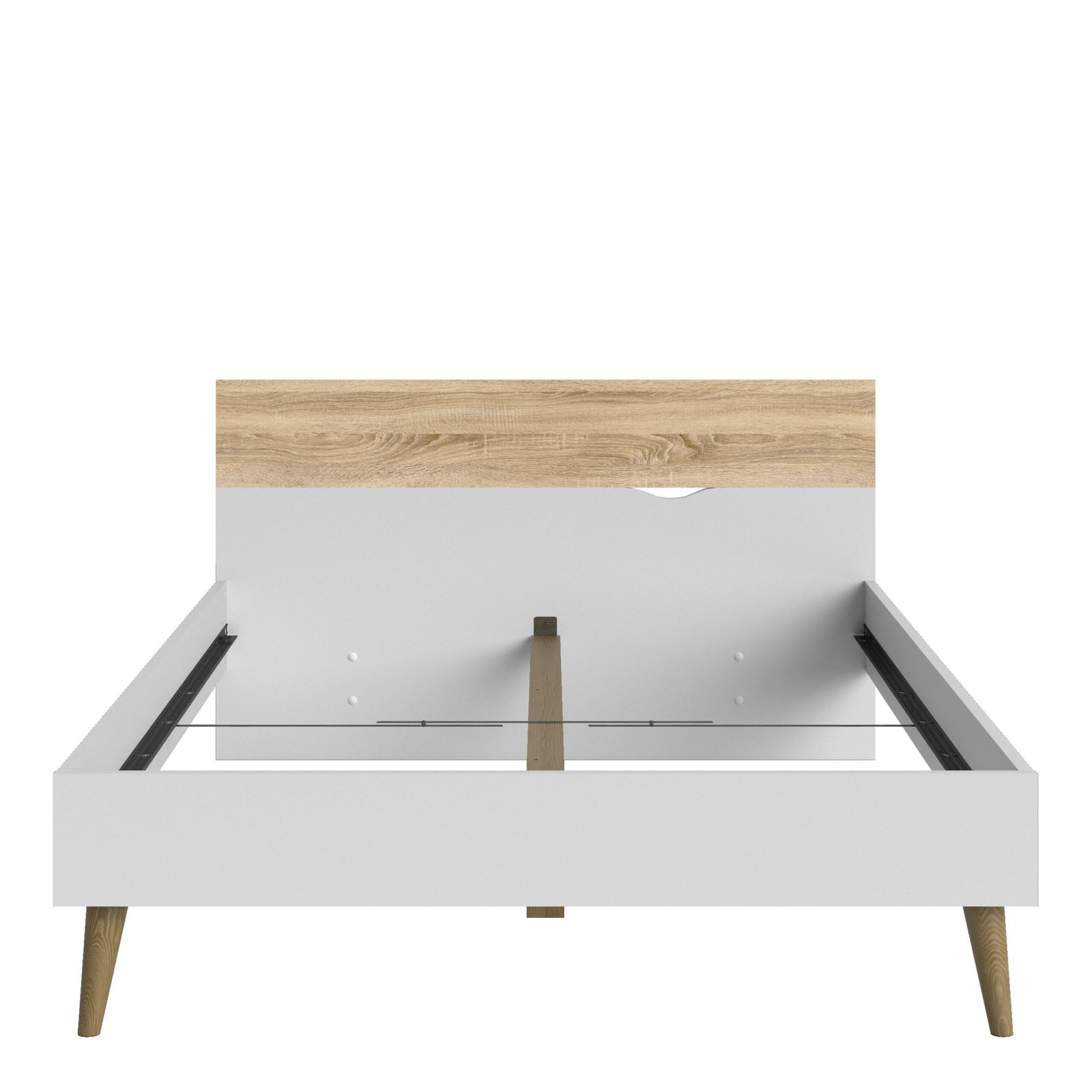 Oslo Euro Double Bed (140 x 200) in White and Oak - Image 5