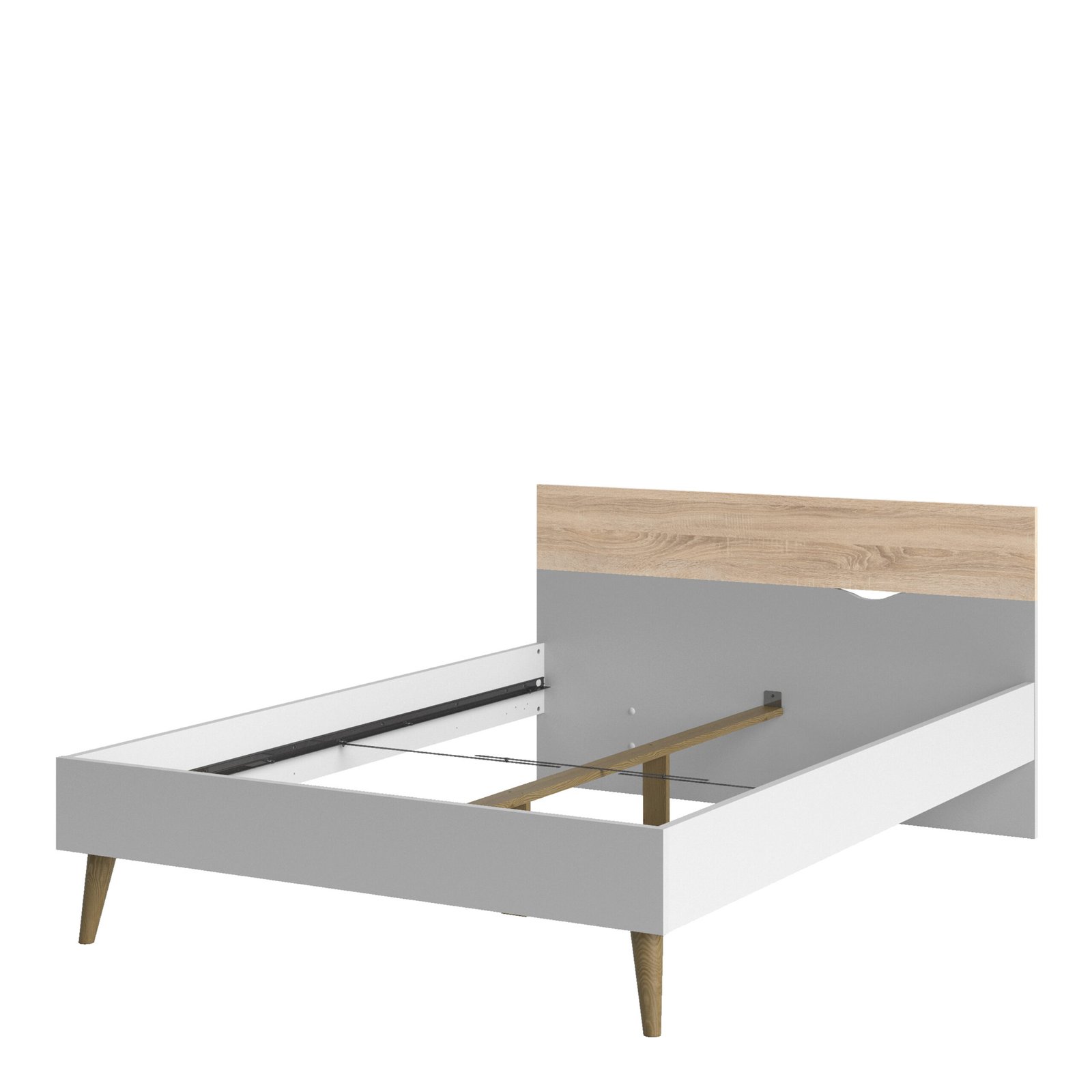 Oslo Euro Double Bed (140 x 200) in White and Oak - Image 6