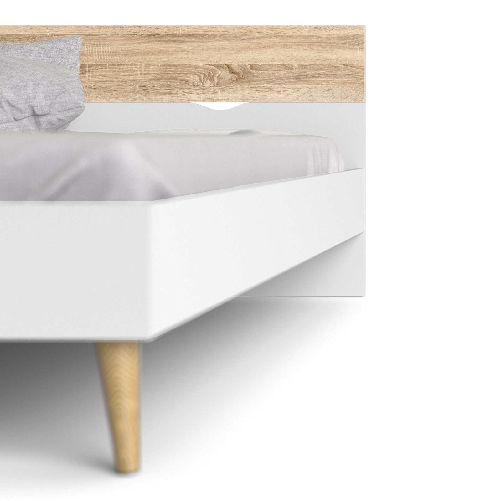 Oslo Euro Double Bed (140 x 200) in White and Oak - Image 9