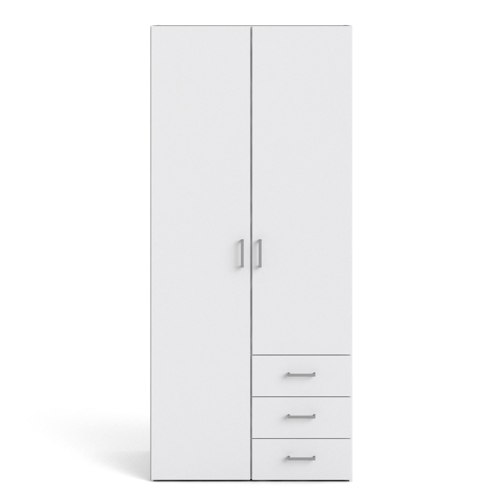 Space Wardrobe 2 Doors 3 Drawers White 1750 - Image 3