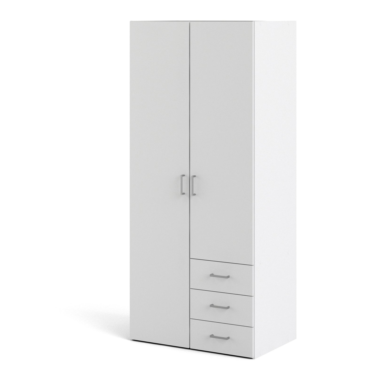 Space Wardrobe 2 Doors 3 Drawers White 1750 - Image 4