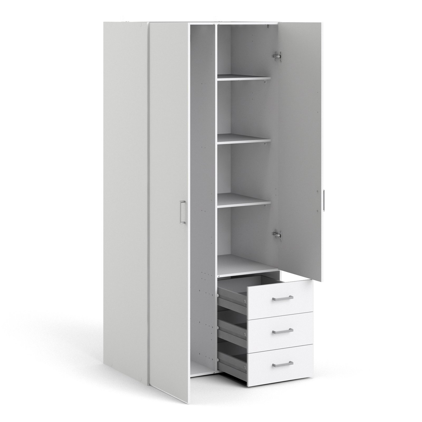 Space Wardrobe 2 Doors 3 Drawers White 1750 - Image 5