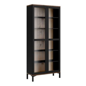 Roomers Display Cabinet Glazed 2 Doors in Black and Walnut