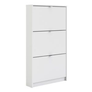 Shoes Shoe Cabinet 3 Flip Down Doors and 1 layer in White
