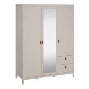 Barcelona Wardrobe with 2 Doors + 1 Mirror Door + 2 Drawers in Cashmere