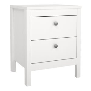 Madrid Bedside Table 2 Drawers in White