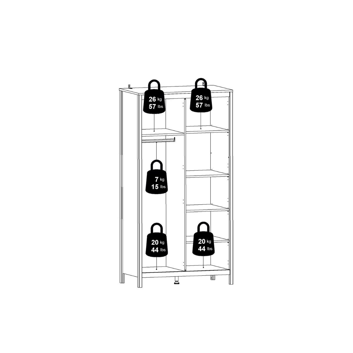 Madrid Wardrobe with 2 Doors in White - Image 11