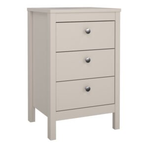 Madrid Bedside Table 3 Drawers in Cashmere