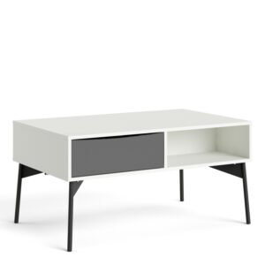 Fur Coffee Table with 1 Drawer in Grey and White