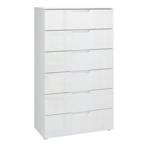 Sienna Chest of 6 Drawers in White/White High Gloss