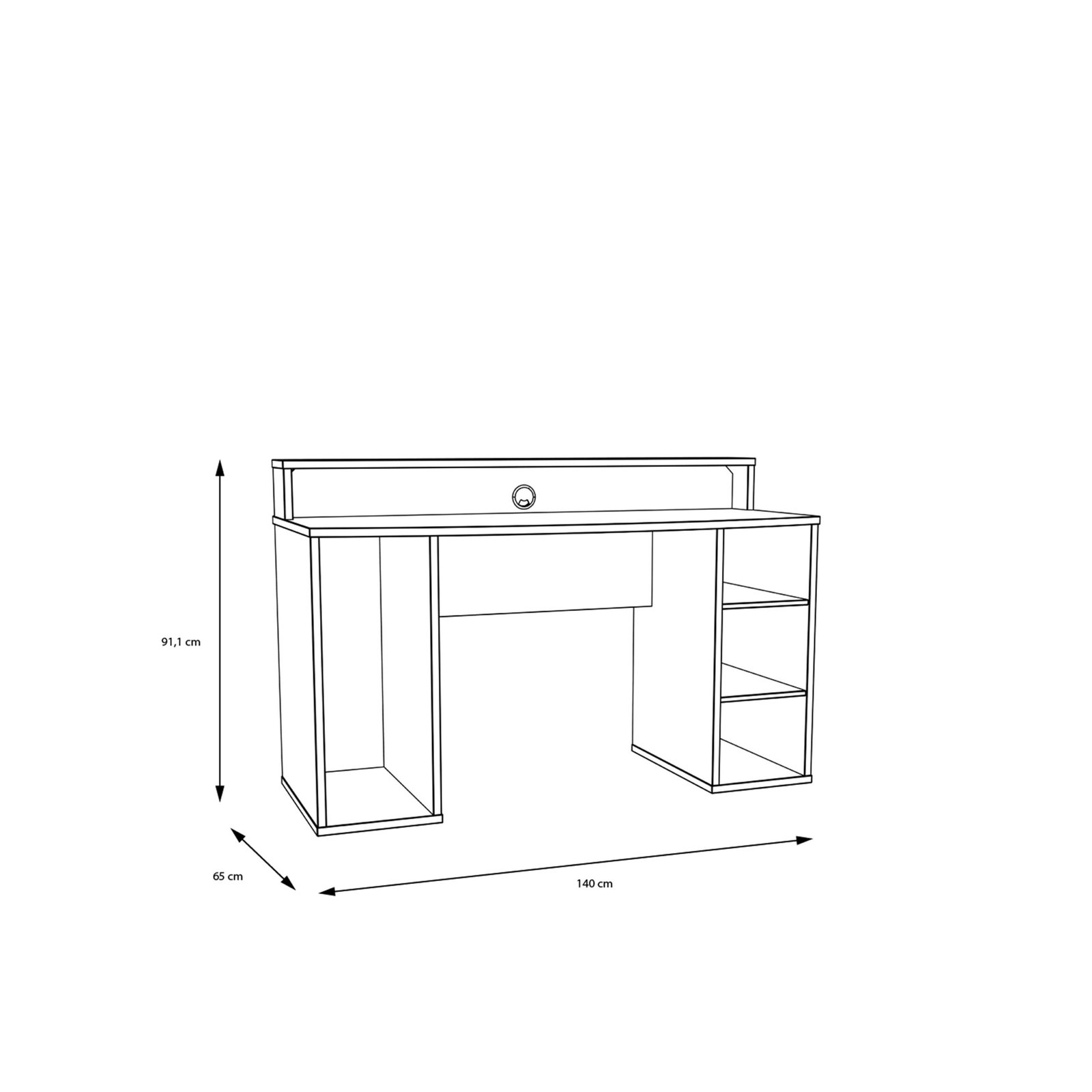 Tezaur Black Gaming Desk with Colour Changing LED - Image 7