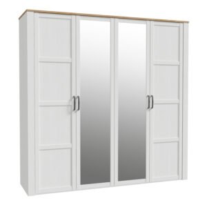 Bohol 2 Door 2 Mirrored Door Wardrobe in Riviera Oak/White