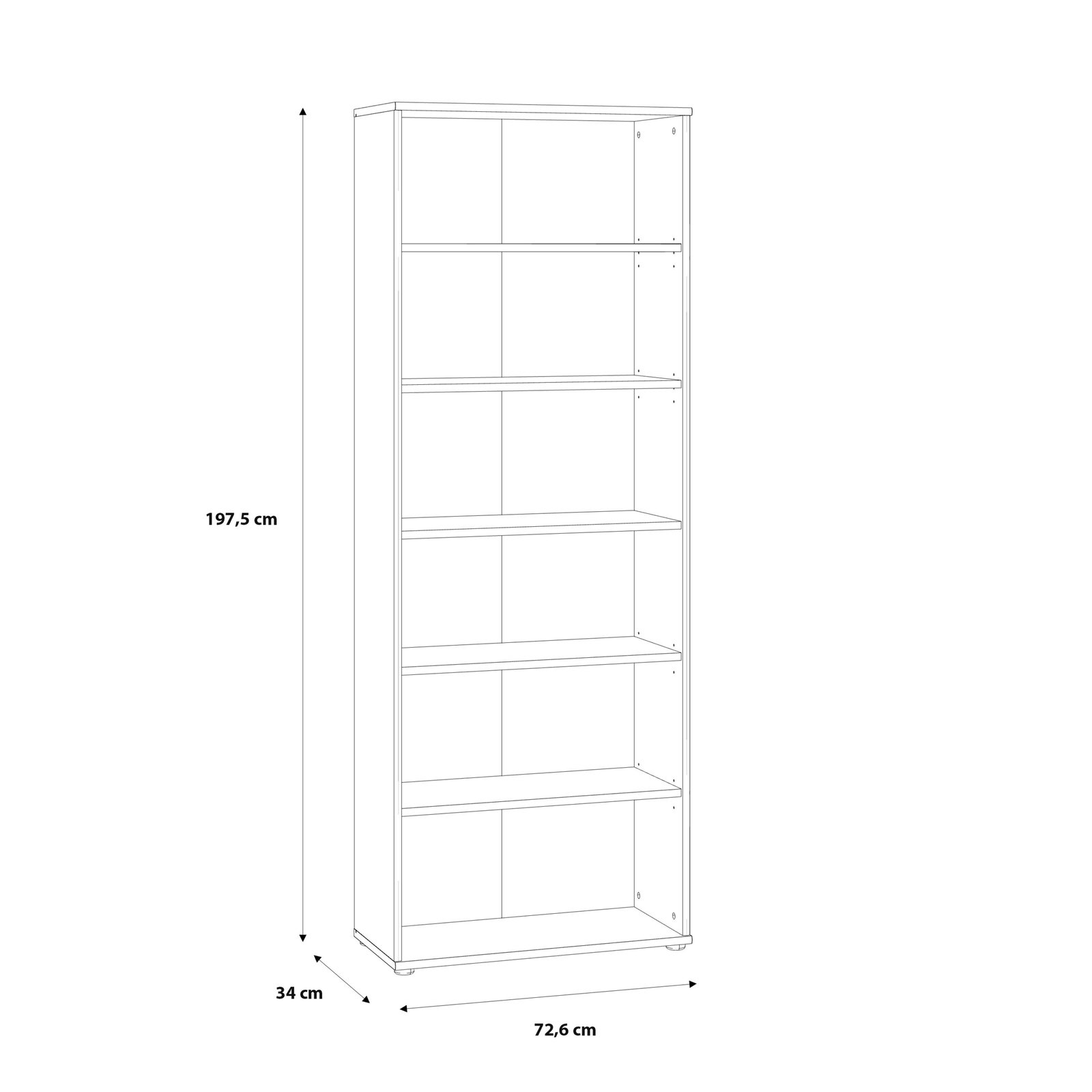 Essential Wide 5 Shelf Bookcase in Vintage Oak - Image 6