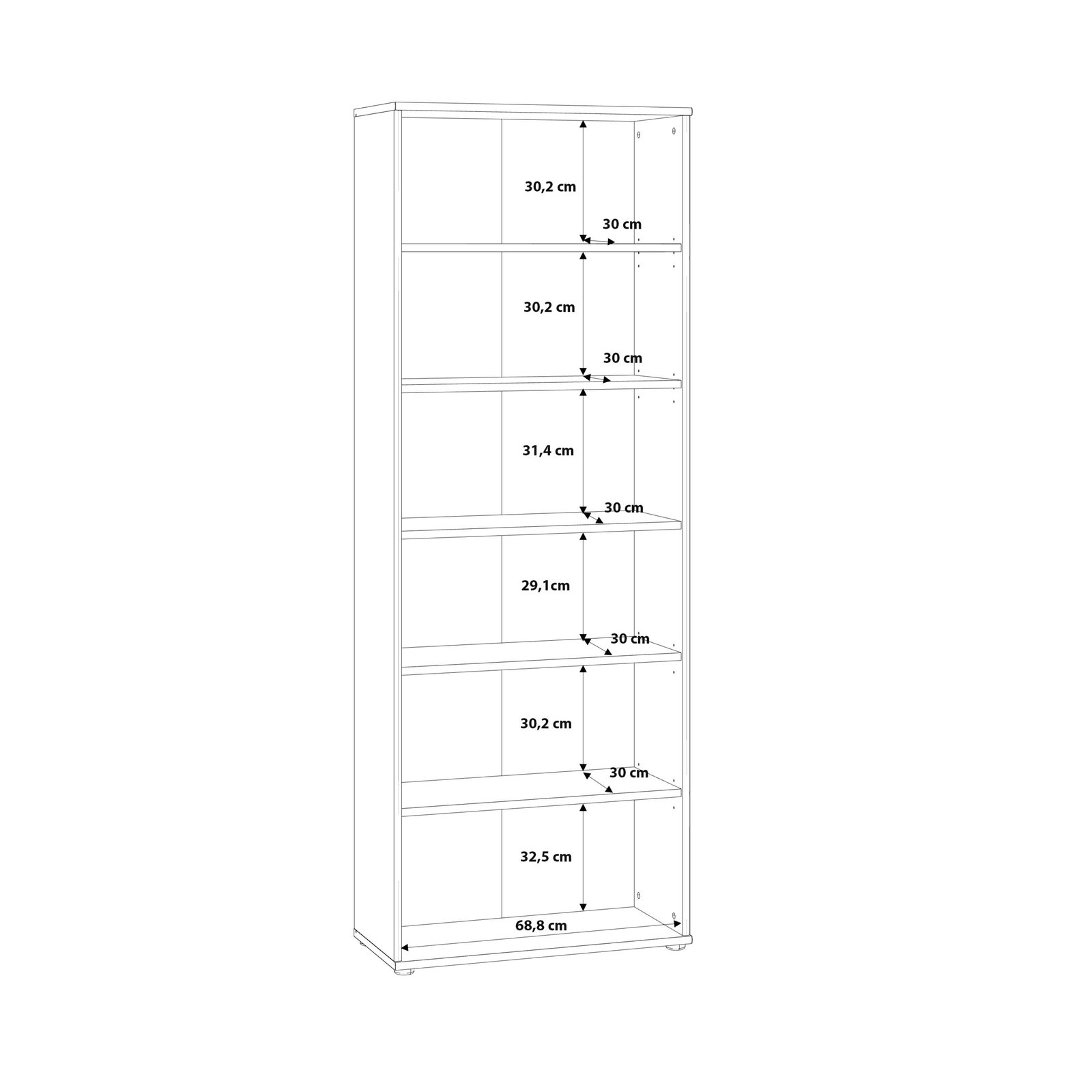 Essential Wide 5 Shelf Bookcase in Vintage Oak - Image 7