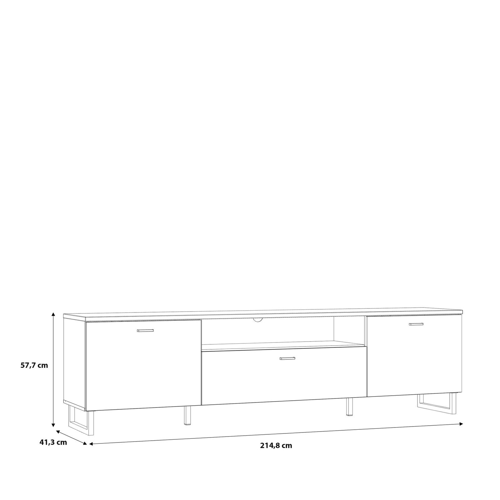 Klara TV Unit with 2 Drawers 1 Flip Door in Grey and Oak inc LED Lighting - Image 10