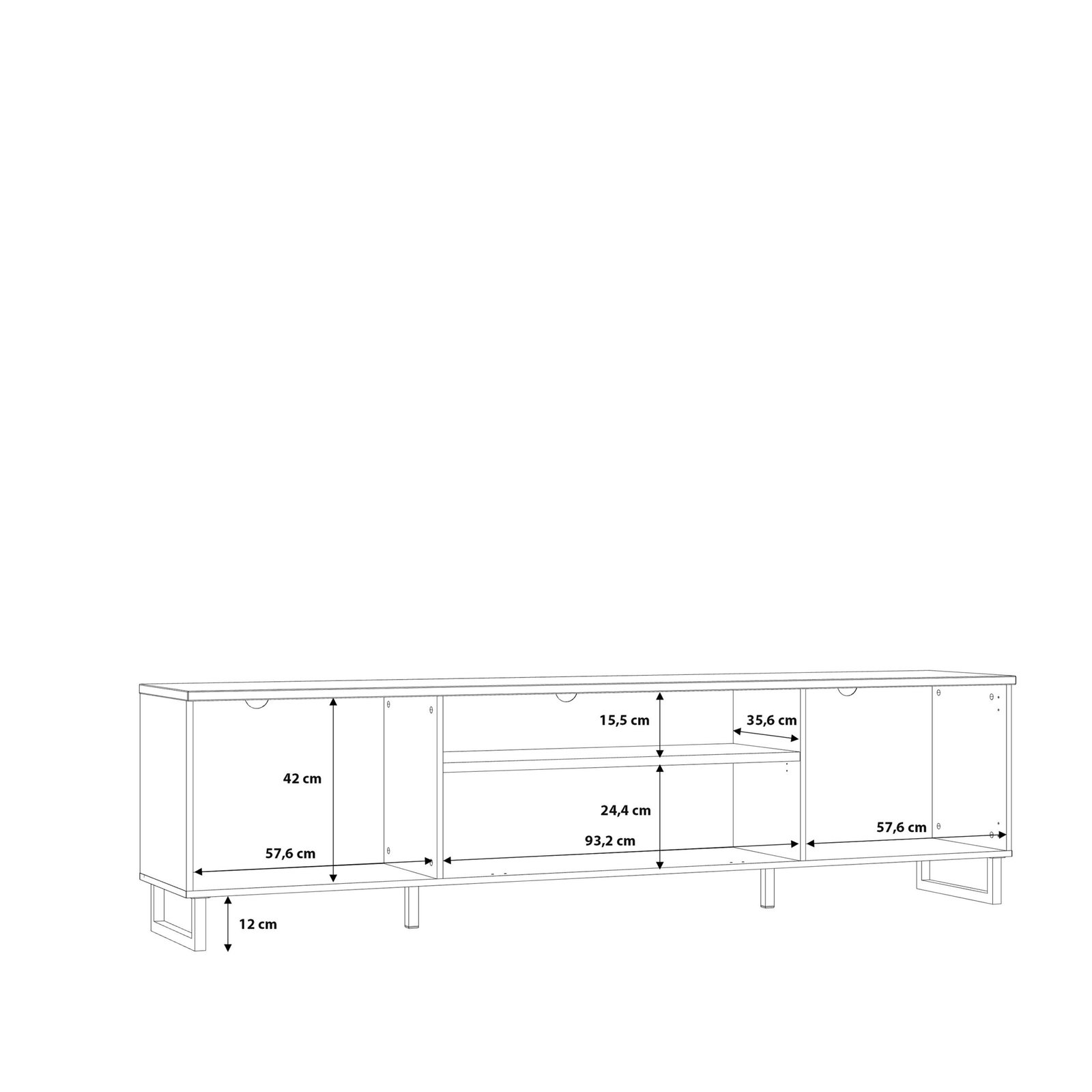 Klara TV Unit with 2 Drawers 1 Flip Door in Grey and Oak inc LED Lighting - Image 11