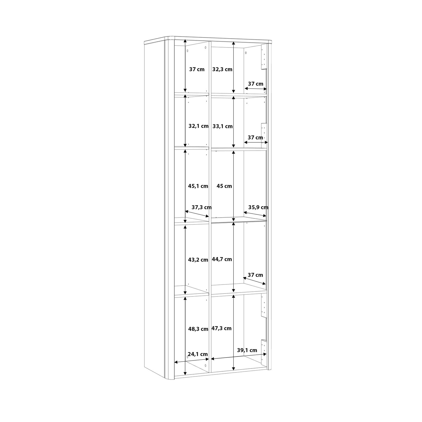 Klara Display Cabinet with 1 Door and 1 Glass Door in Grey and Oak - Image 8