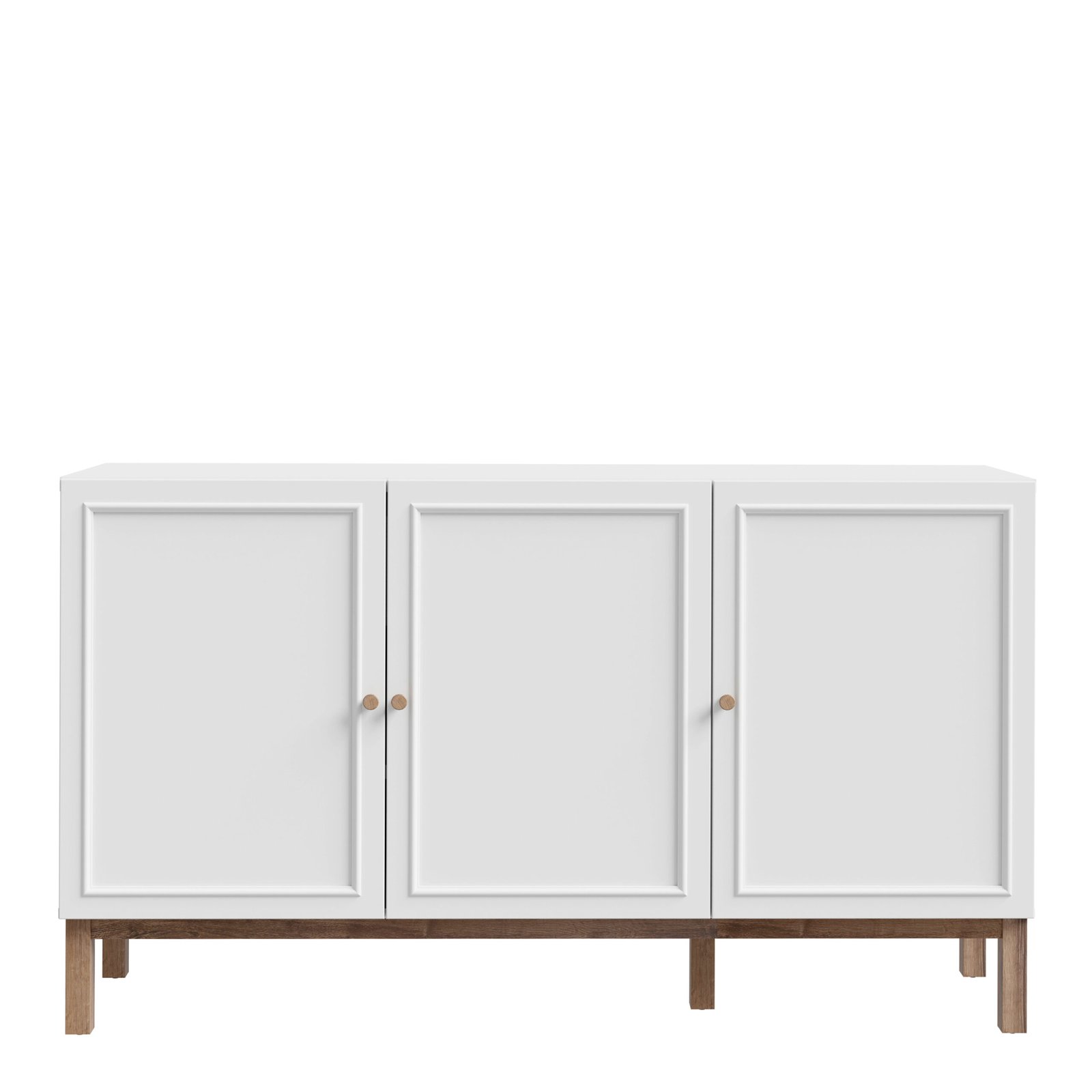Wensley 3 Door 1 Drawer Sideboard in Light Grey and Oak - Image 3