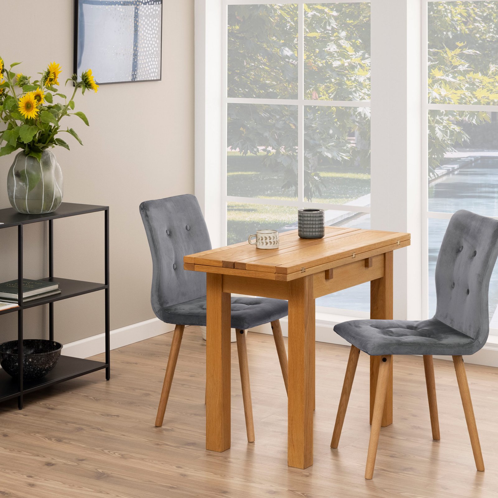 Kenley Extending Dining Table in Oak 45-90cm - Image 5