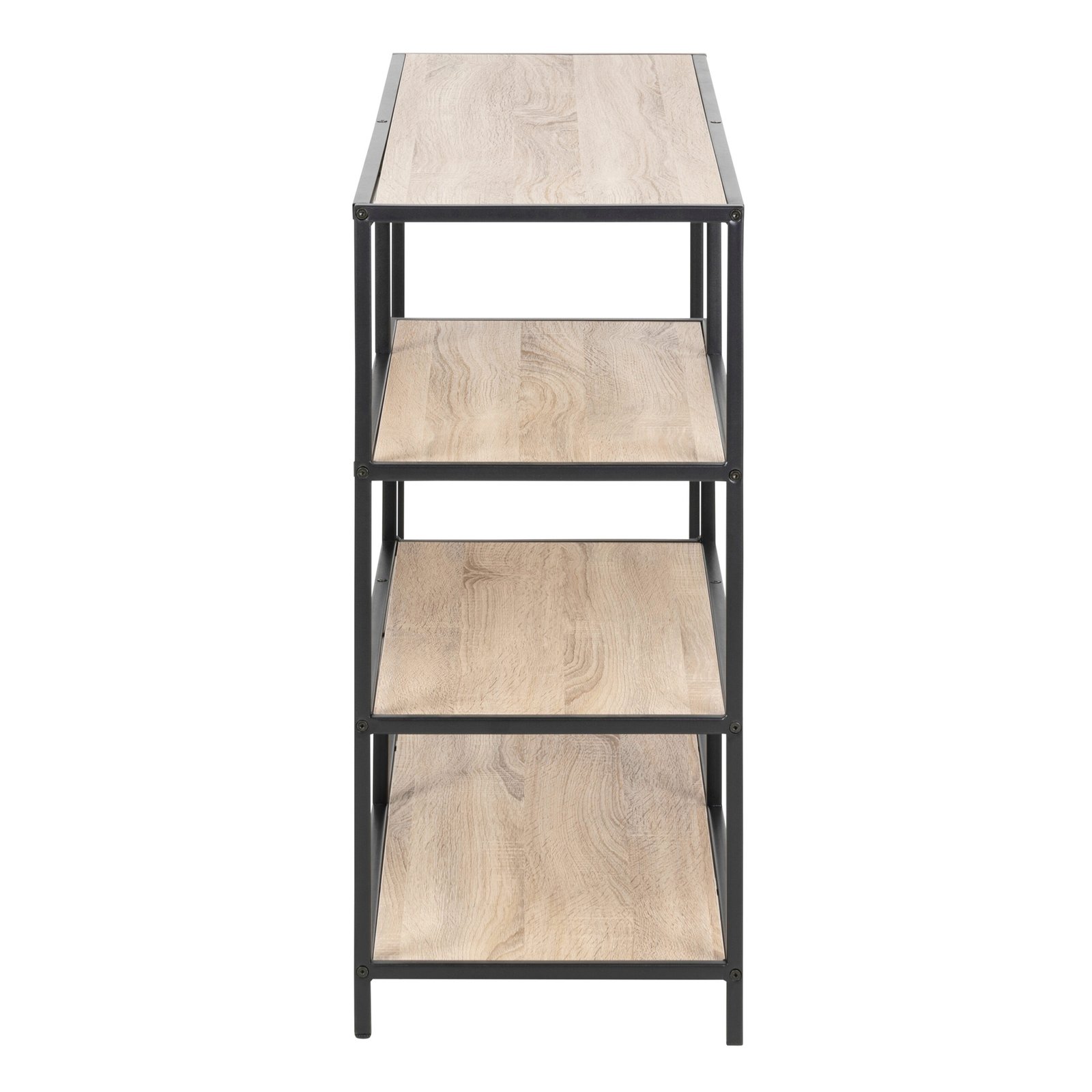 Seaford Wide Black Metal Bookcase with 4 Sonoma Oak Shelves - Image 3