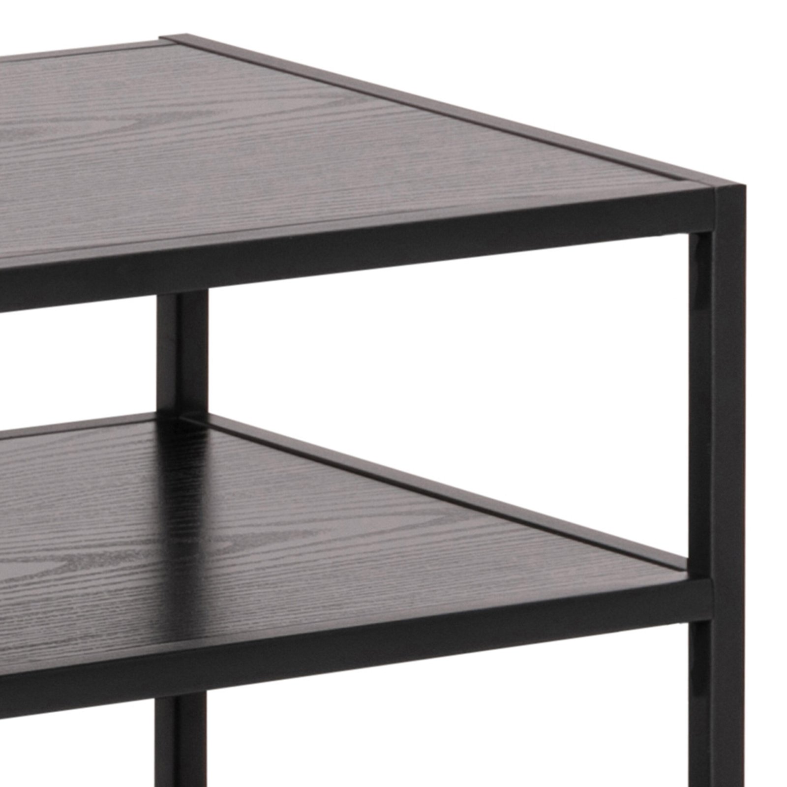 Seaford Black Metal Open TV Unit with 3 Black Shelves - Image 7