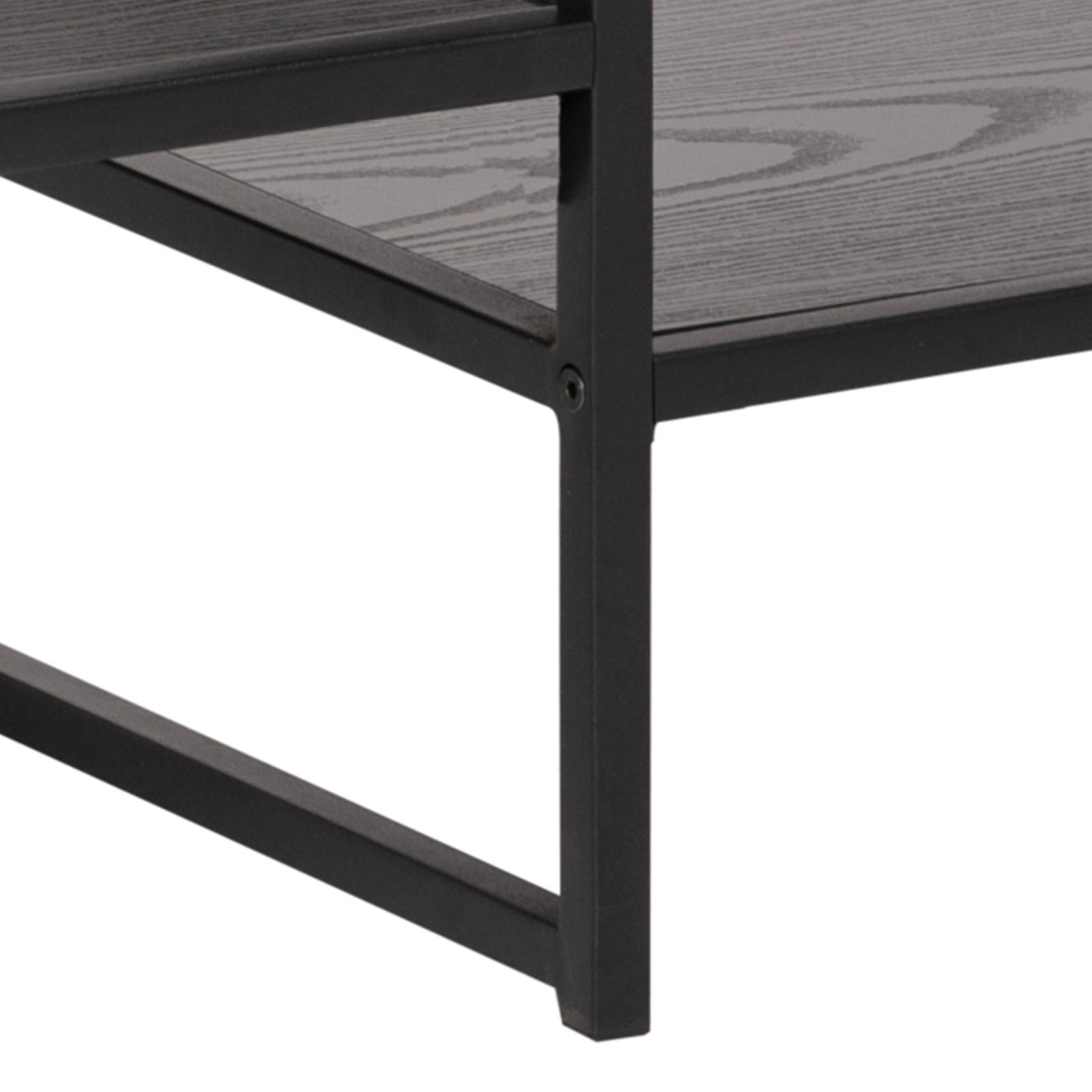 Seaford Black Metal Open TV Unit with 3 Black Shelves - Image 9