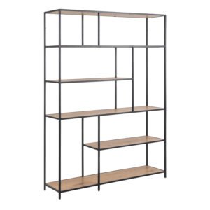 Seaford Bookcase with 5 Shelves in Black and Oak