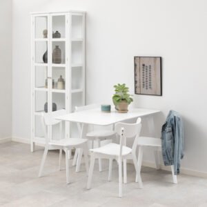 Roxby Square Dining Table in White Included 4 Roxby Dining Chair in White