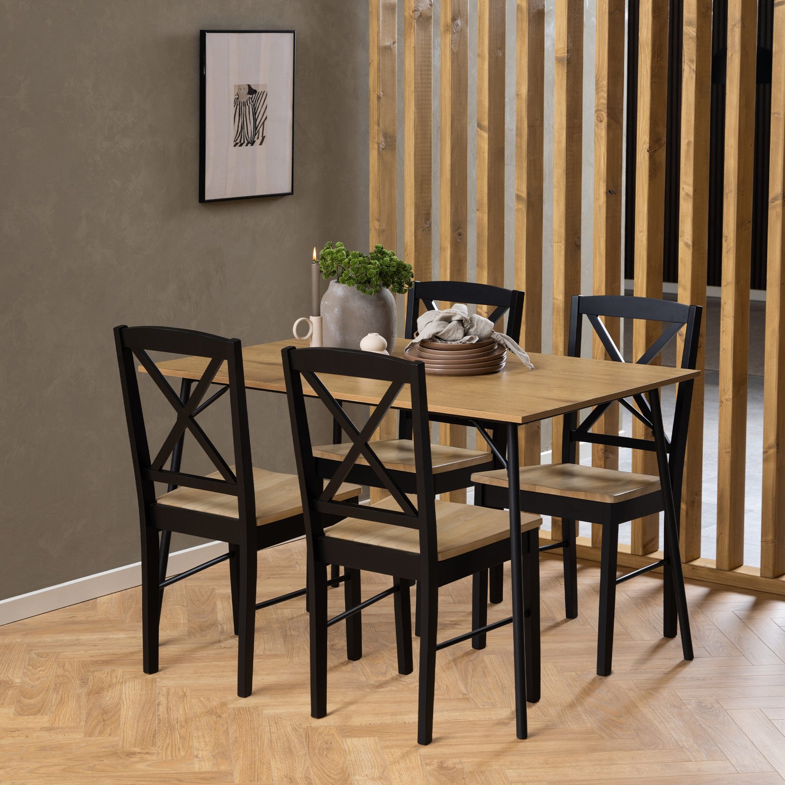 Elvira Dining Chair in Black and Oak Set of 2 - Image 2