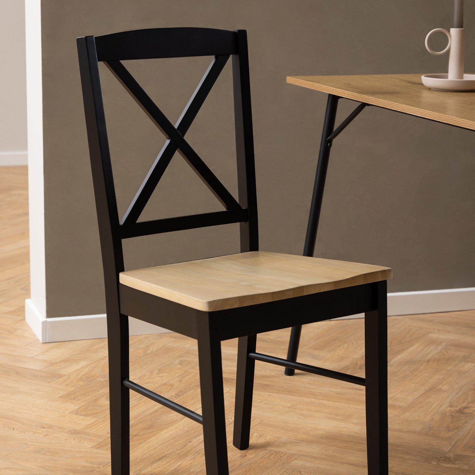 Elvira Dining Chair in Black and Oak Set of 2 - Image 5