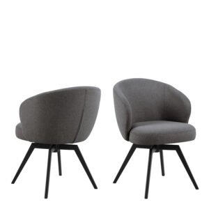Darlene Dining Chair with Armrest and Swivel Function in Grey
