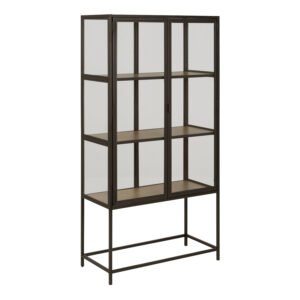 Seaford 2 Glass Door Display Cabinet in Black & Oak