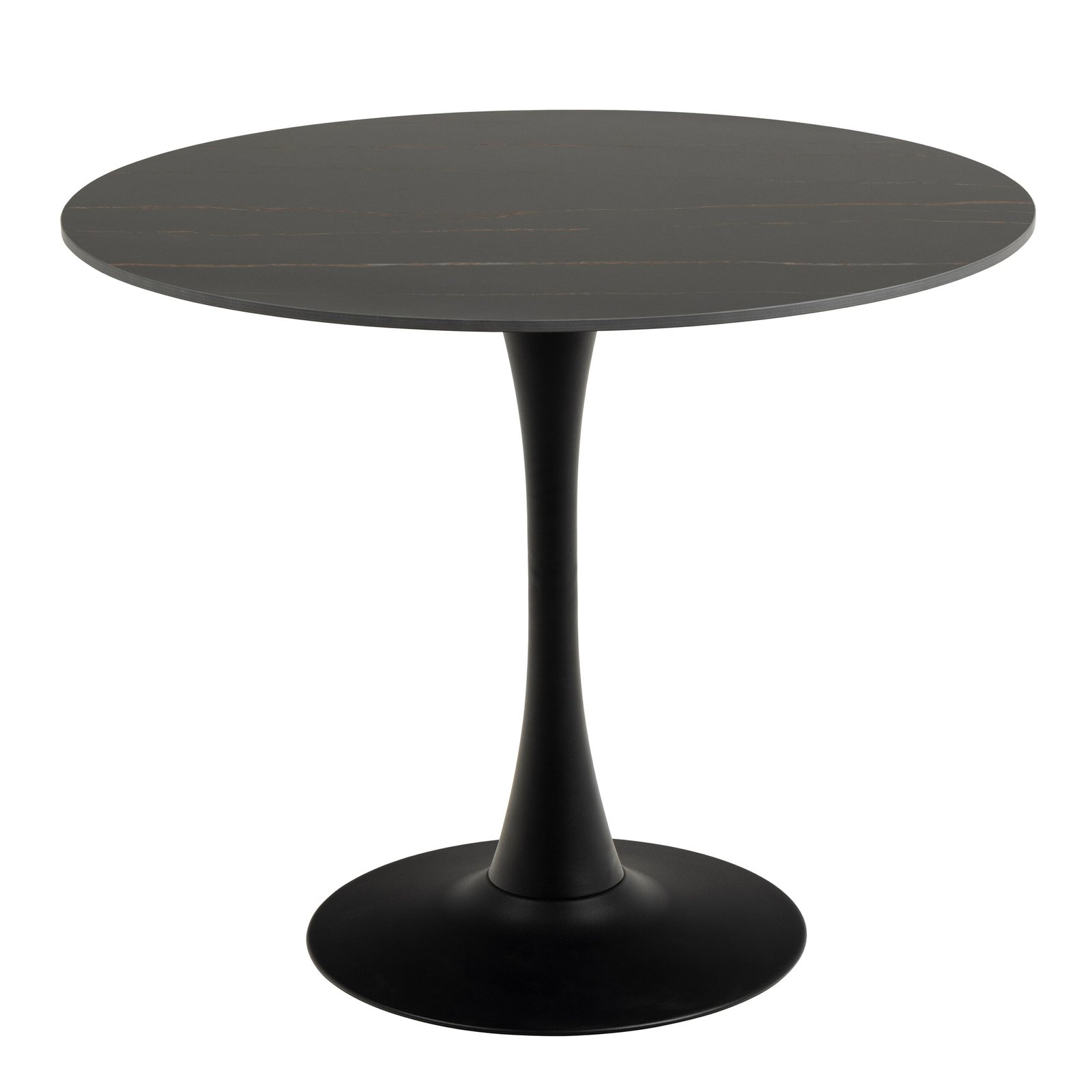 Malta Ceramic Round Dining Table in Black 90x75cm Included 4 Celia Dining Chair in Light Grey - Image 3