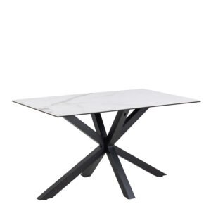 Heaven Dining Table with Ceramic White Top 135cm