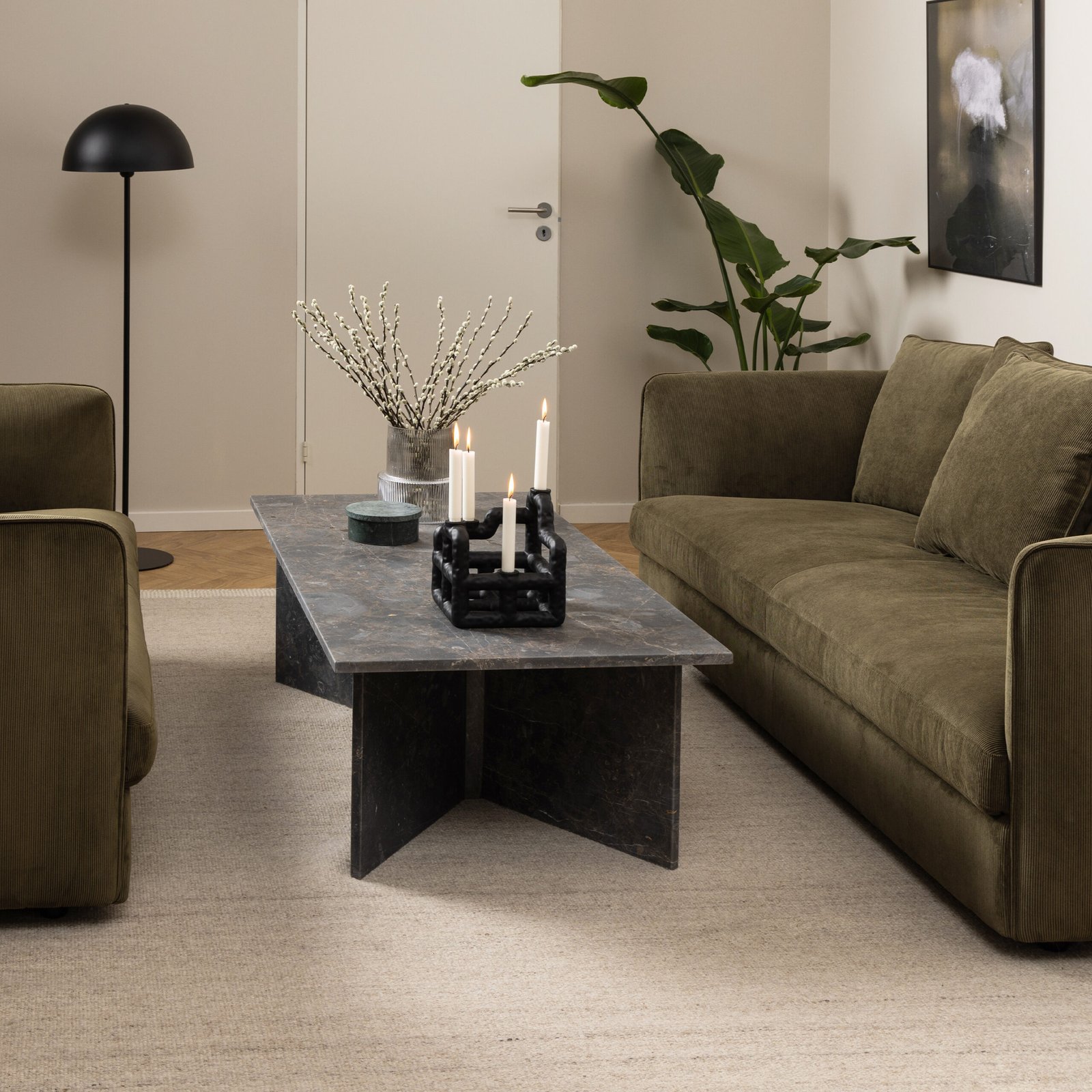 Vega Rectangular Coffee Table with Marron Marble Top 140cm - Image 2